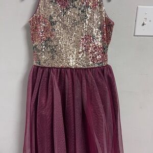 Elegant Burgundy Sequin Dress for Kids